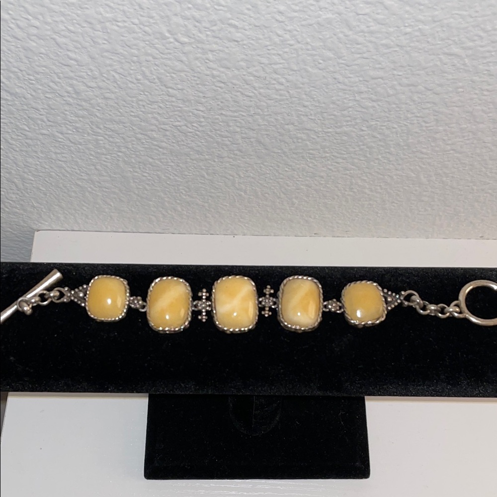 Lucky Brand Silver Bracelet with Yellow Stones